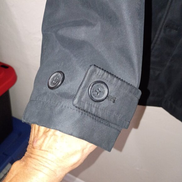 London Fog Black Field Jacket with Corduroy Collar & Plaid Lining - Picture 3 of 5